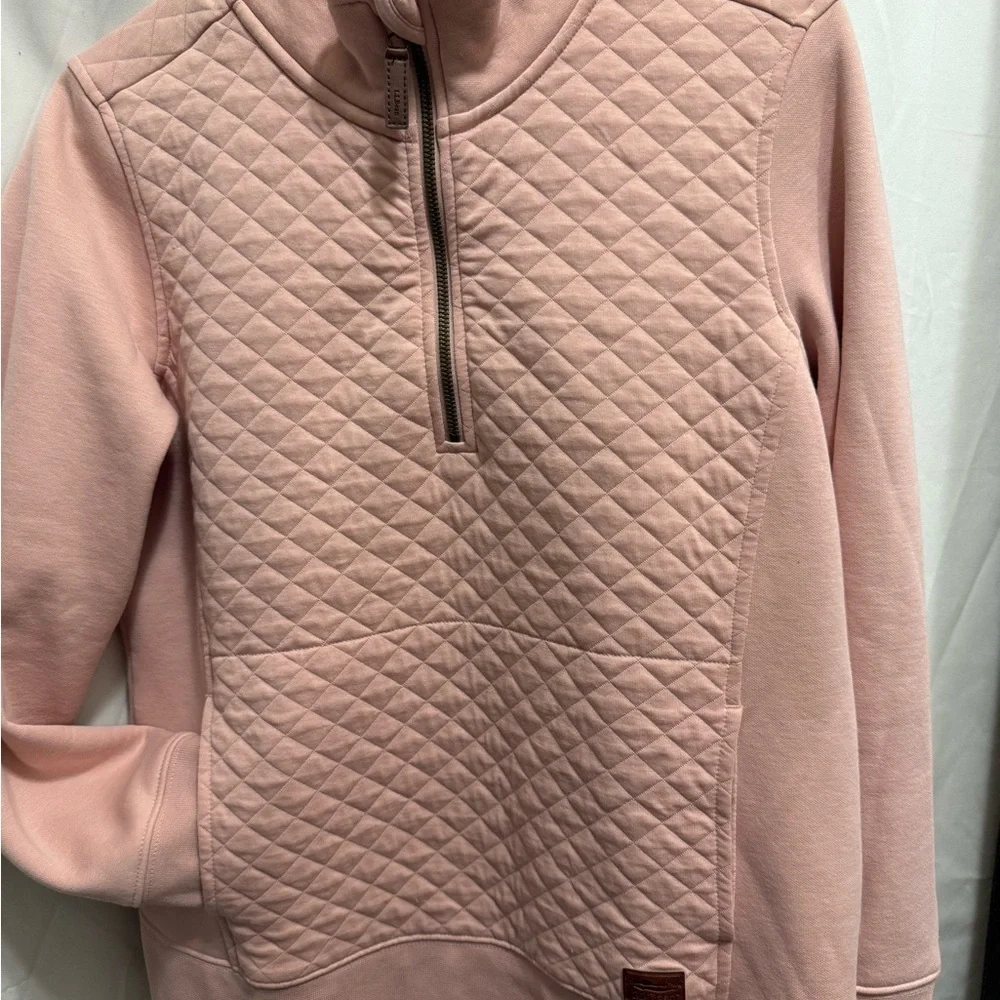 LLBean Quilted Knit Stand Collar Pullover in muted rose size Med Pet NWOT
